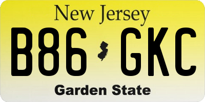 NJ license plate B86GKC