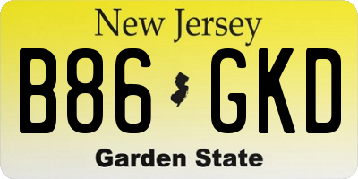 NJ license plate B86GKD
