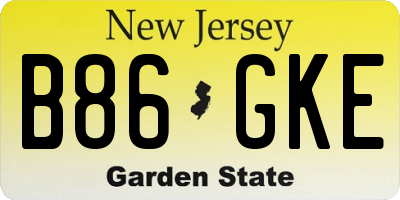 NJ license plate B86GKE