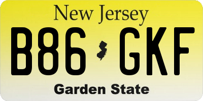 NJ license plate B86GKF
