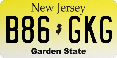 NJ license plate B86GKG