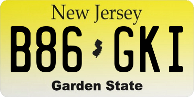NJ license plate B86GKI