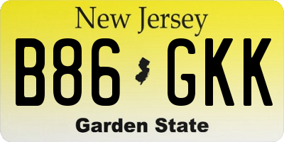 NJ license plate B86GKK