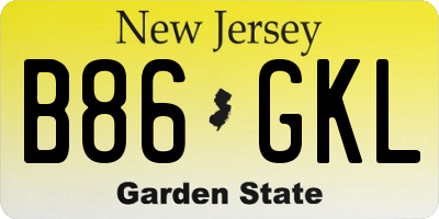 NJ license plate B86GKL