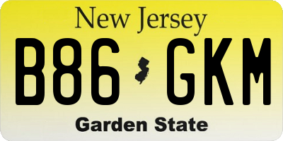 NJ license plate B86GKM