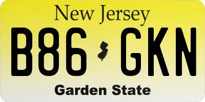 NJ license plate B86GKN