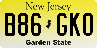 NJ license plate B86GKO