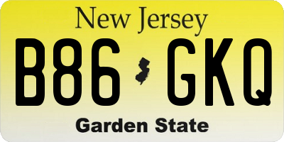 NJ license plate B86GKQ