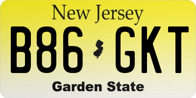 NJ license plate B86GKT