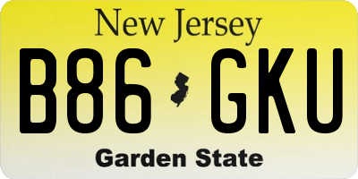 NJ license plate B86GKU
