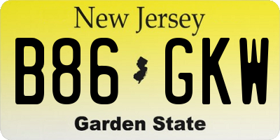 NJ license plate B86GKW