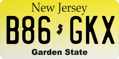 NJ license plate B86GKX