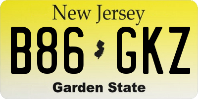 NJ license plate B86GKZ