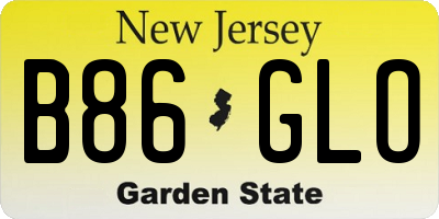 NJ license plate B86GLO