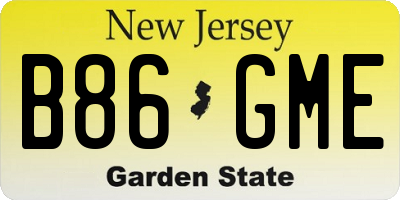 NJ license plate B86GME