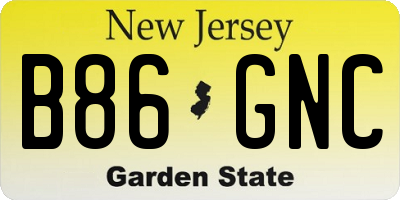 NJ license plate B86GNC