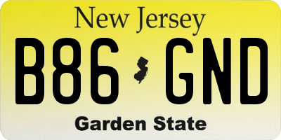 NJ license plate B86GND