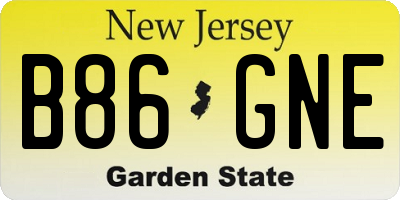 NJ license plate B86GNE