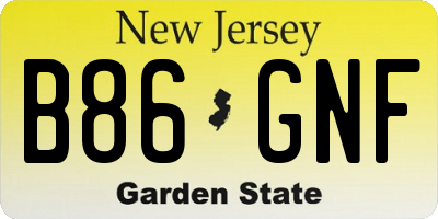 NJ license plate B86GNF