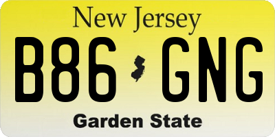 NJ license plate B86GNG