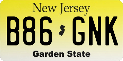 NJ license plate B86GNK
