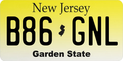 NJ license plate B86GNL