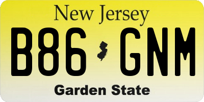 NJ license plate B86GNM
