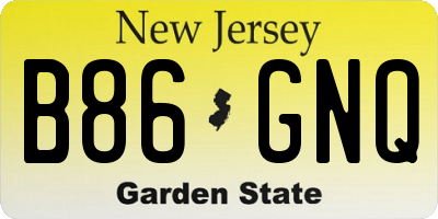 NJ license plate B86GNQ