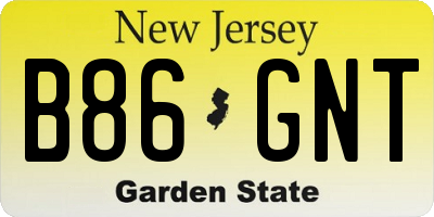 NJ license plate B86GNT