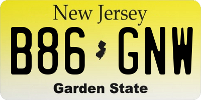 NJ license plate B86GNW