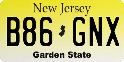 NJ license plate B86GNX