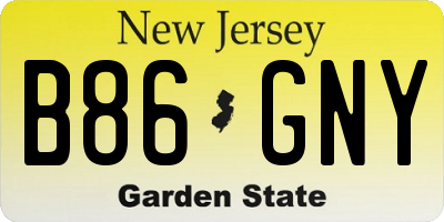 NJ license plate B86GNY