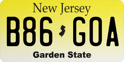 NJ license plate B86GOA
