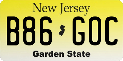 NJ license plate B86GOC