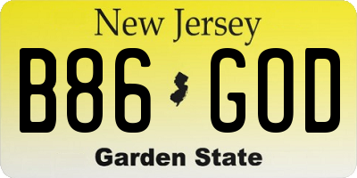 NJ license plate B86GOD