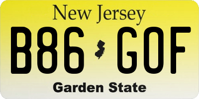 NJ license plate B86GOF