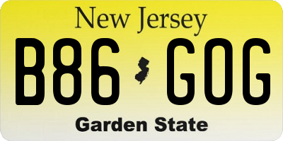 NJ license plate B86GOG
