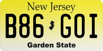 NJ license plate B86GOI