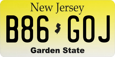 NJ license plate B86GOJ