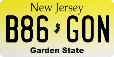 NJ license plate B86GON