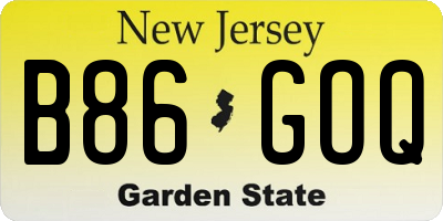 NJ license plate B86GOQ
