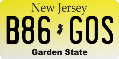 NJ license plate B86GOS