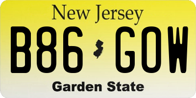 NJ license plate B86GOW