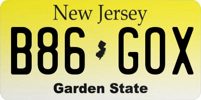 NJ license plate B86GOX