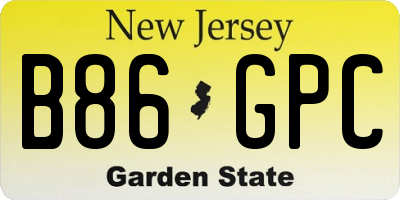 NJ license plate B86GPC