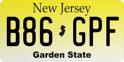 NJ license plate B86GPF