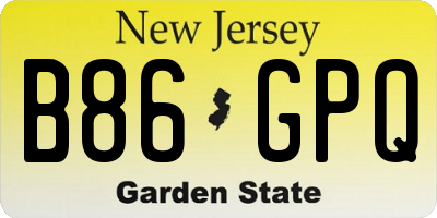 NJ license plate B86GPQ