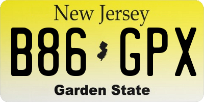 NJ license plate B86GPX