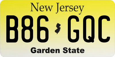 NJ license plate B86GQC