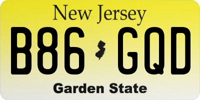 NJ license plate B86GQD